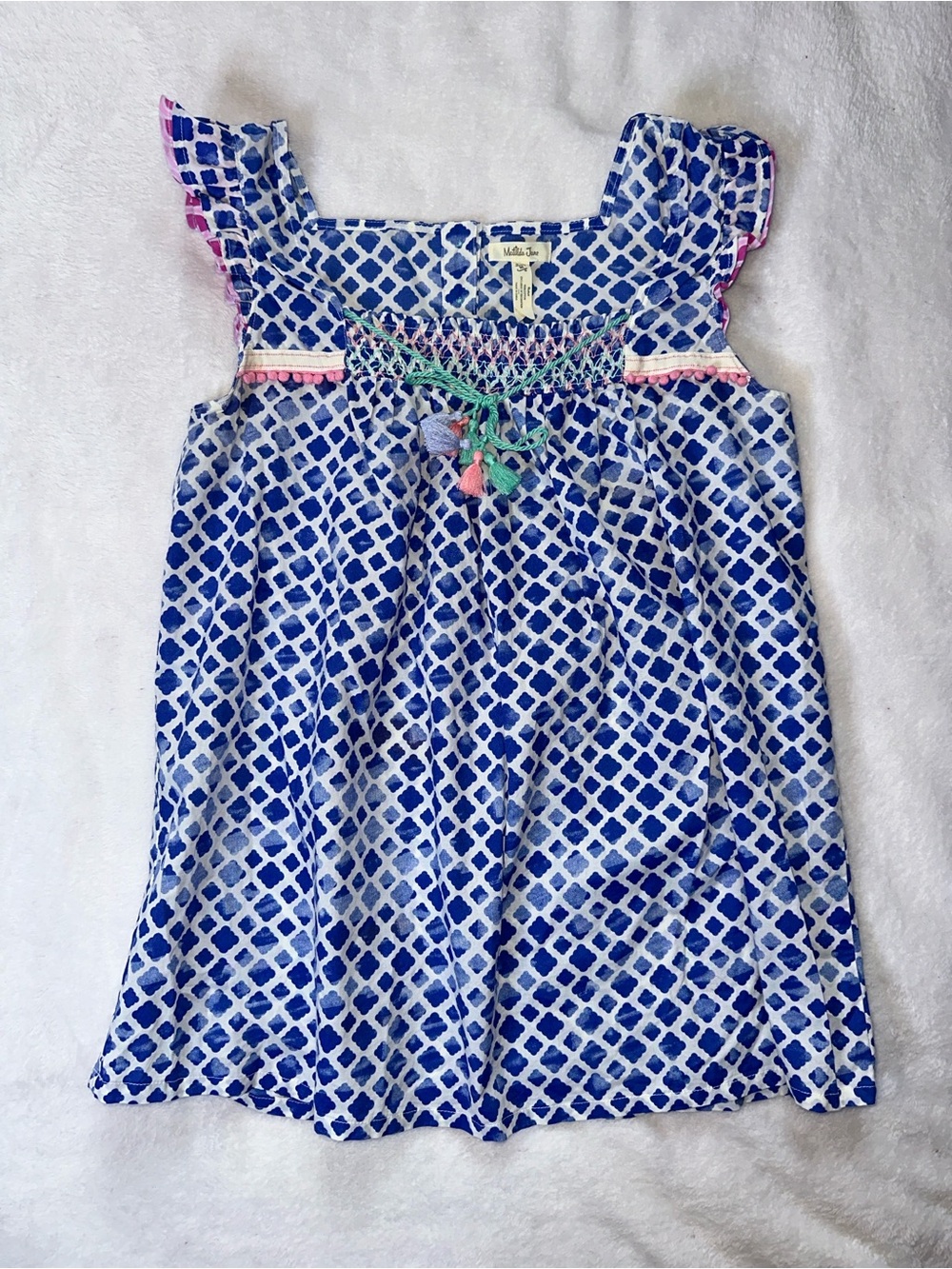 Women’s Matilda Jane Medium Smocked Tassel Top Sleeveless Boho Boutique